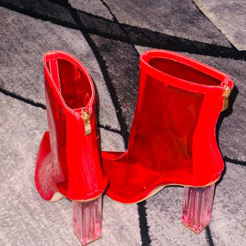 Red ankle boot